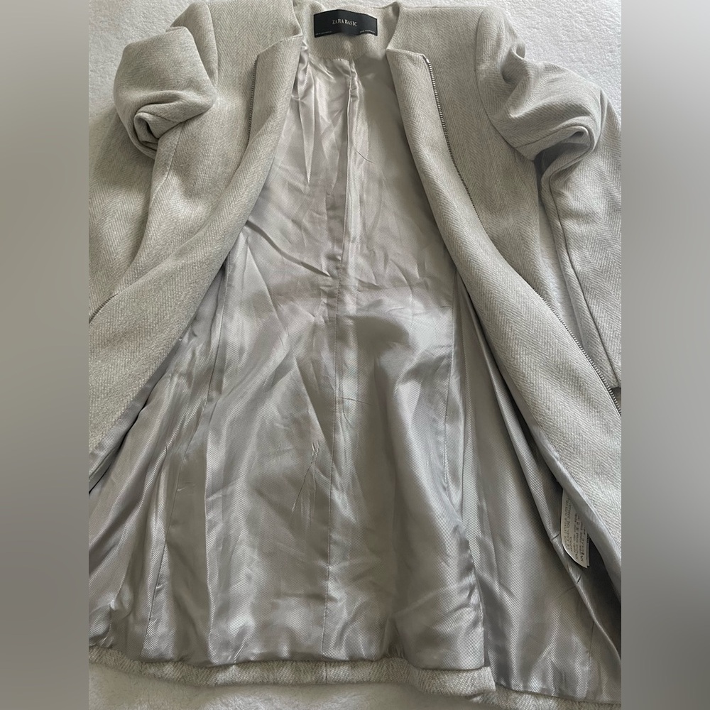 Zara Basic Herringbone Frock Coat - image 7